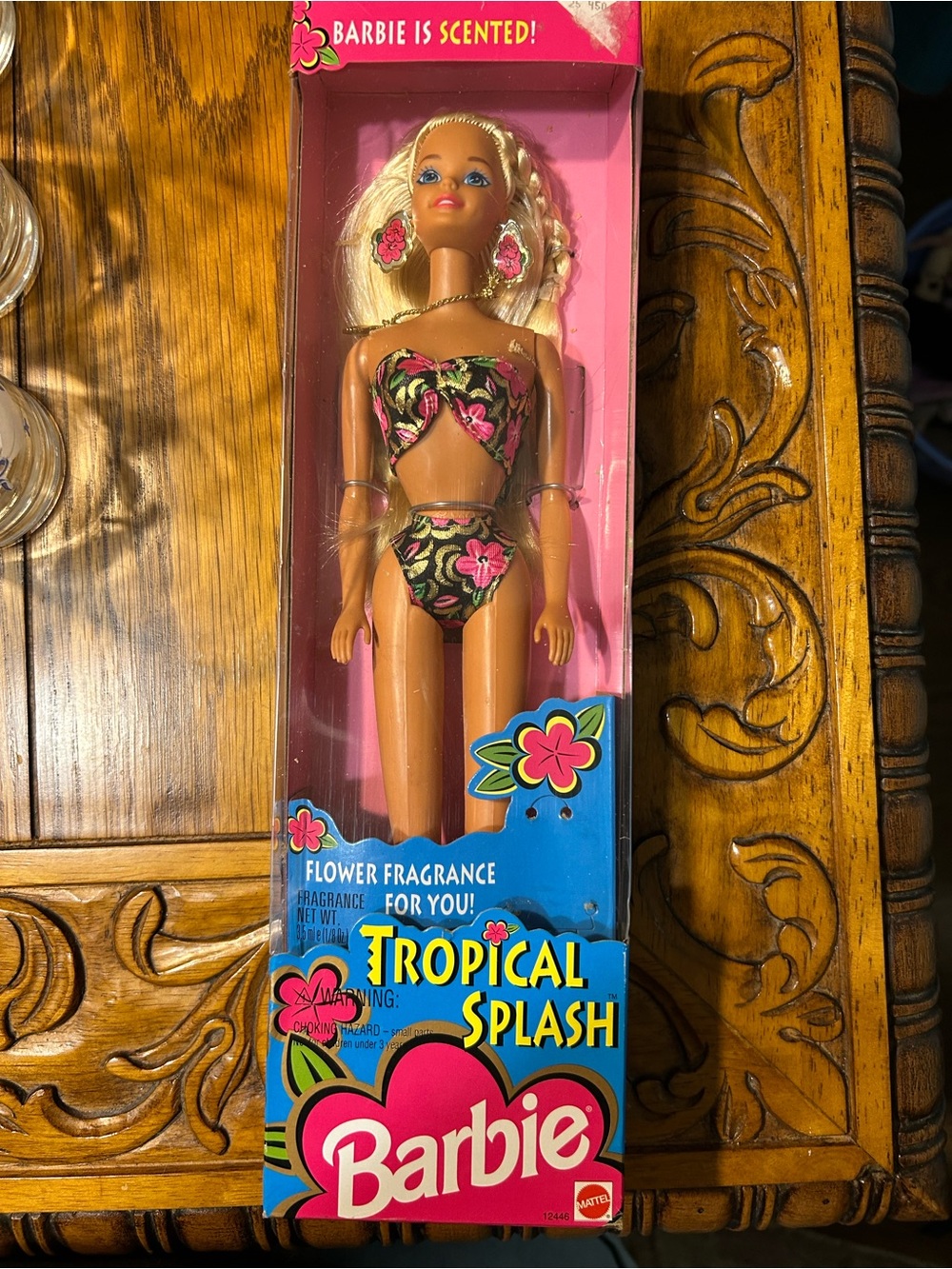 Barbie Tropical Splash Doll in Black Floral Bikini Vintage 1994